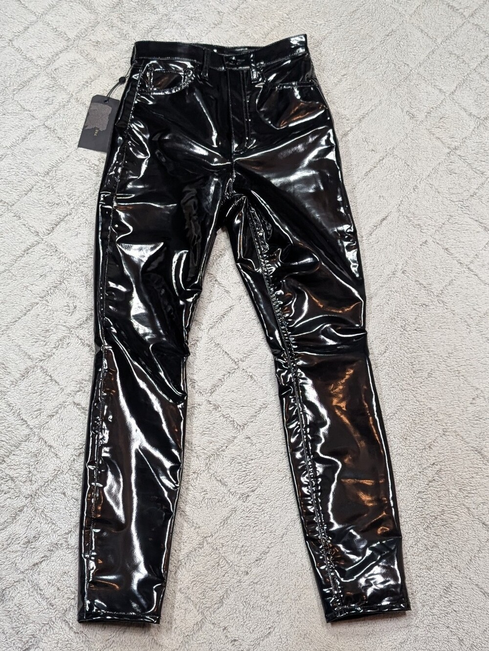 Rag & Bone Pants Womens 24 Black Vinyl High Rise Ankle Skinny Stretch Moto Chic